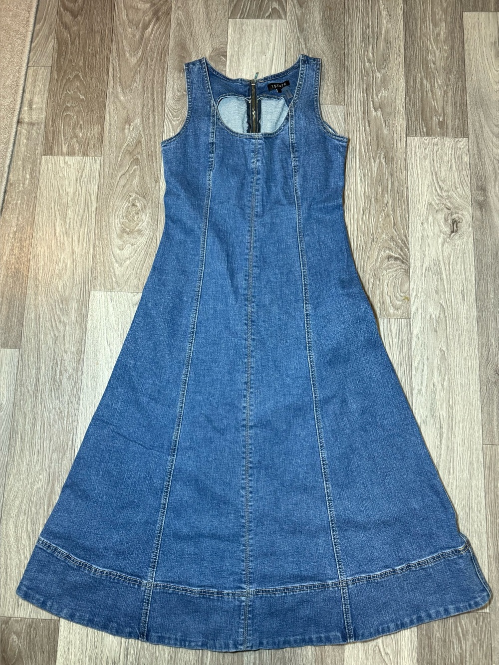 1. STATE Womens Scoop-Neck Sleeveless Denim Dress Small